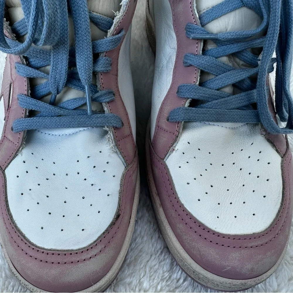 New Golden Goose Sky Star High Top Pink/White Sneakers Size 42