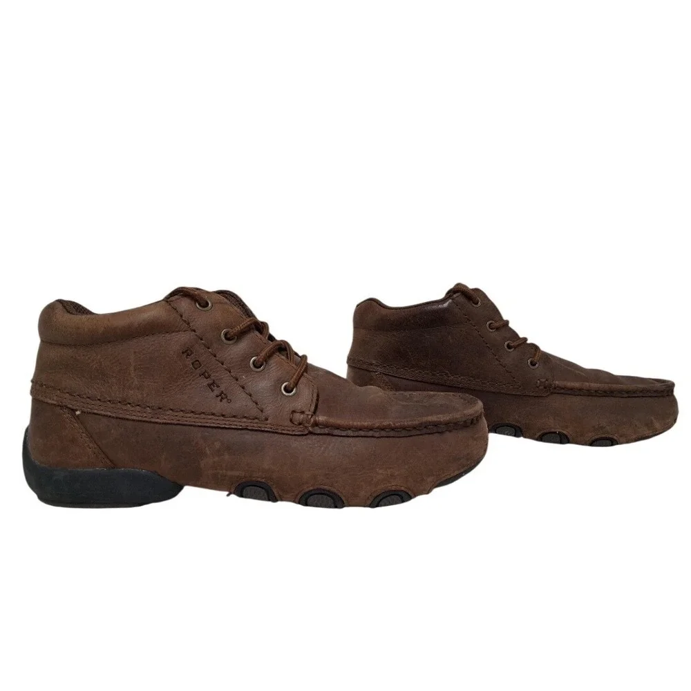 Roper Mens Brown Leather‎ Lace Up Chukka Moccasin Round Toe Chukka Boots 11.5