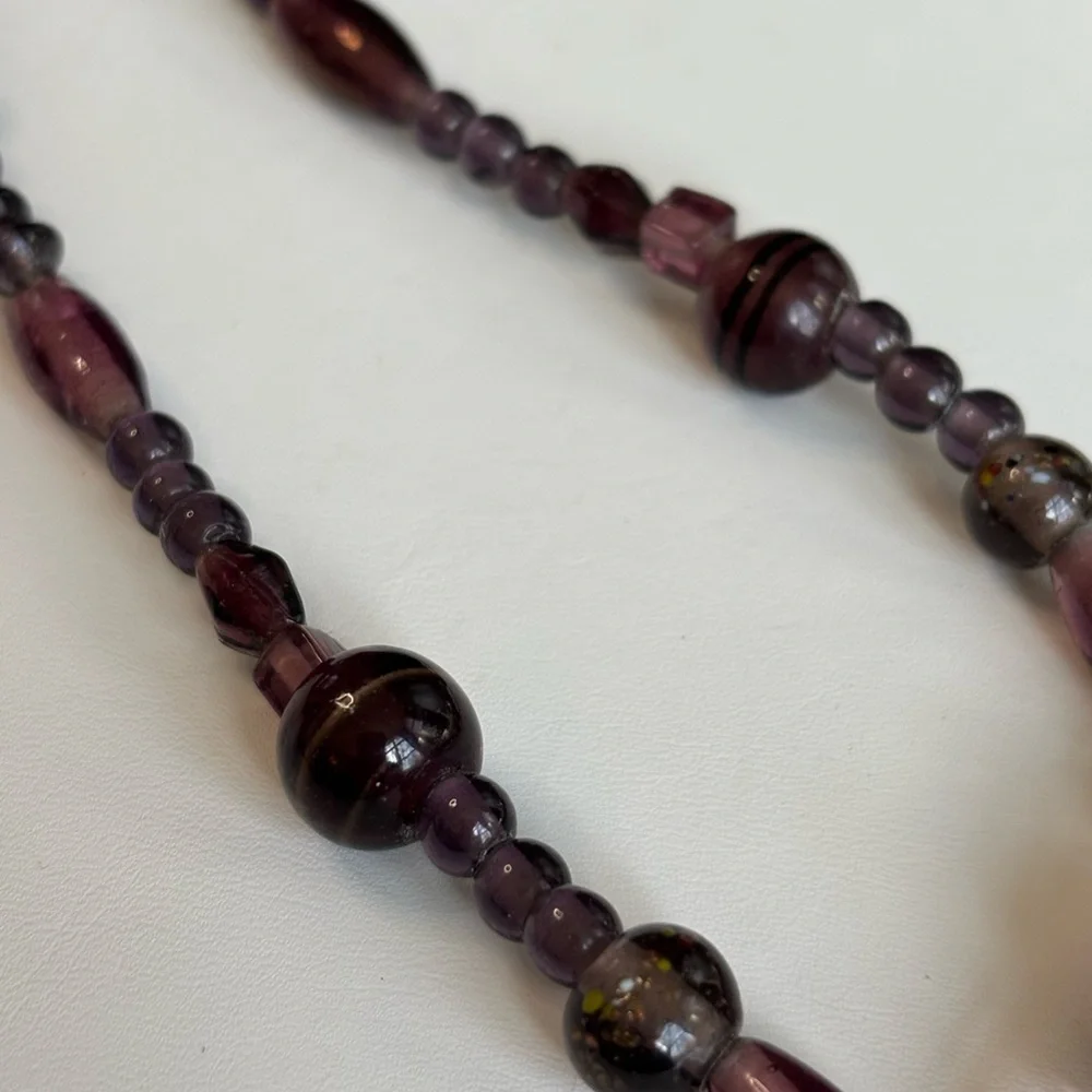 Elegant Purple Glass Beaded Necklace