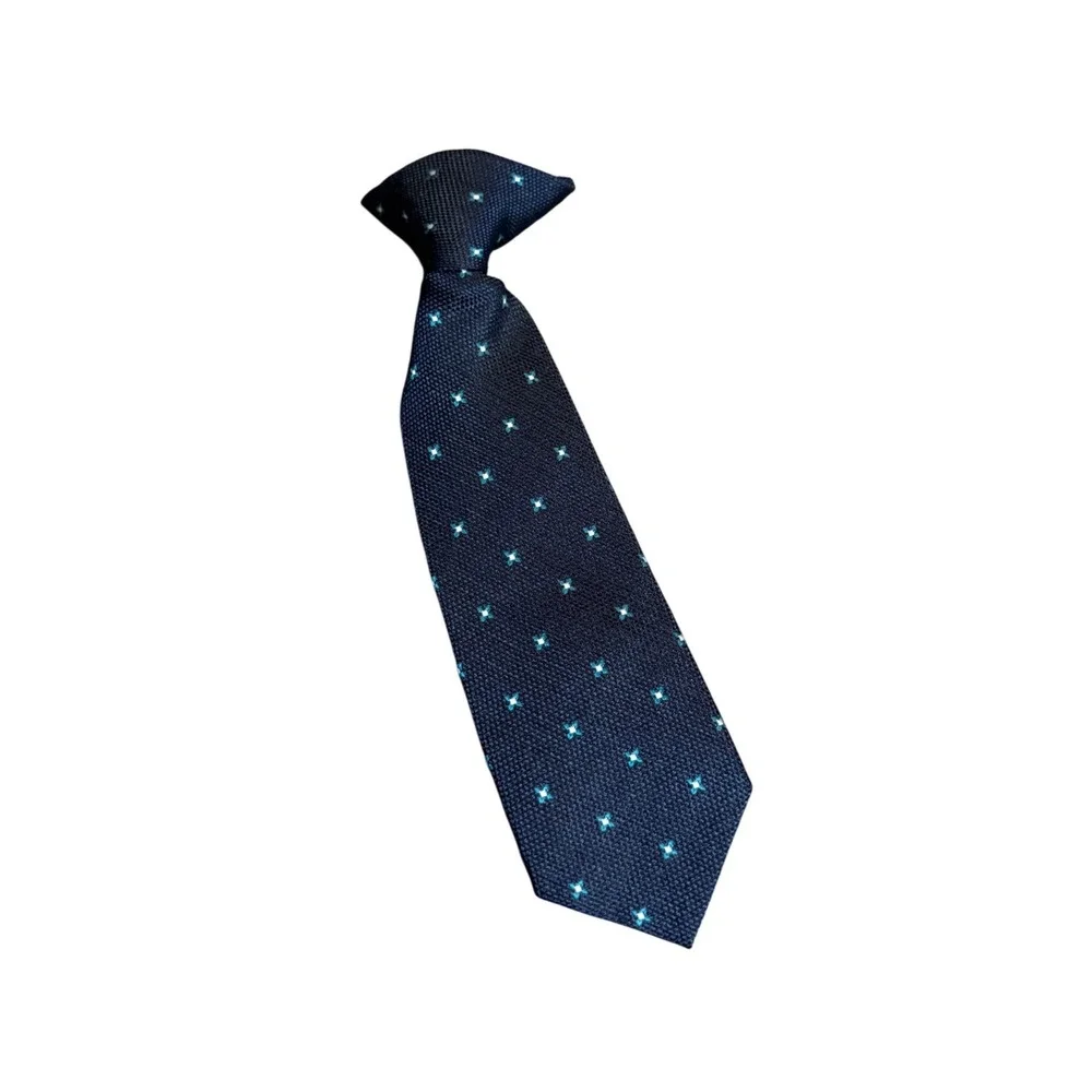 NWOT Boy Clip On Navy Blue Tie White Star 8