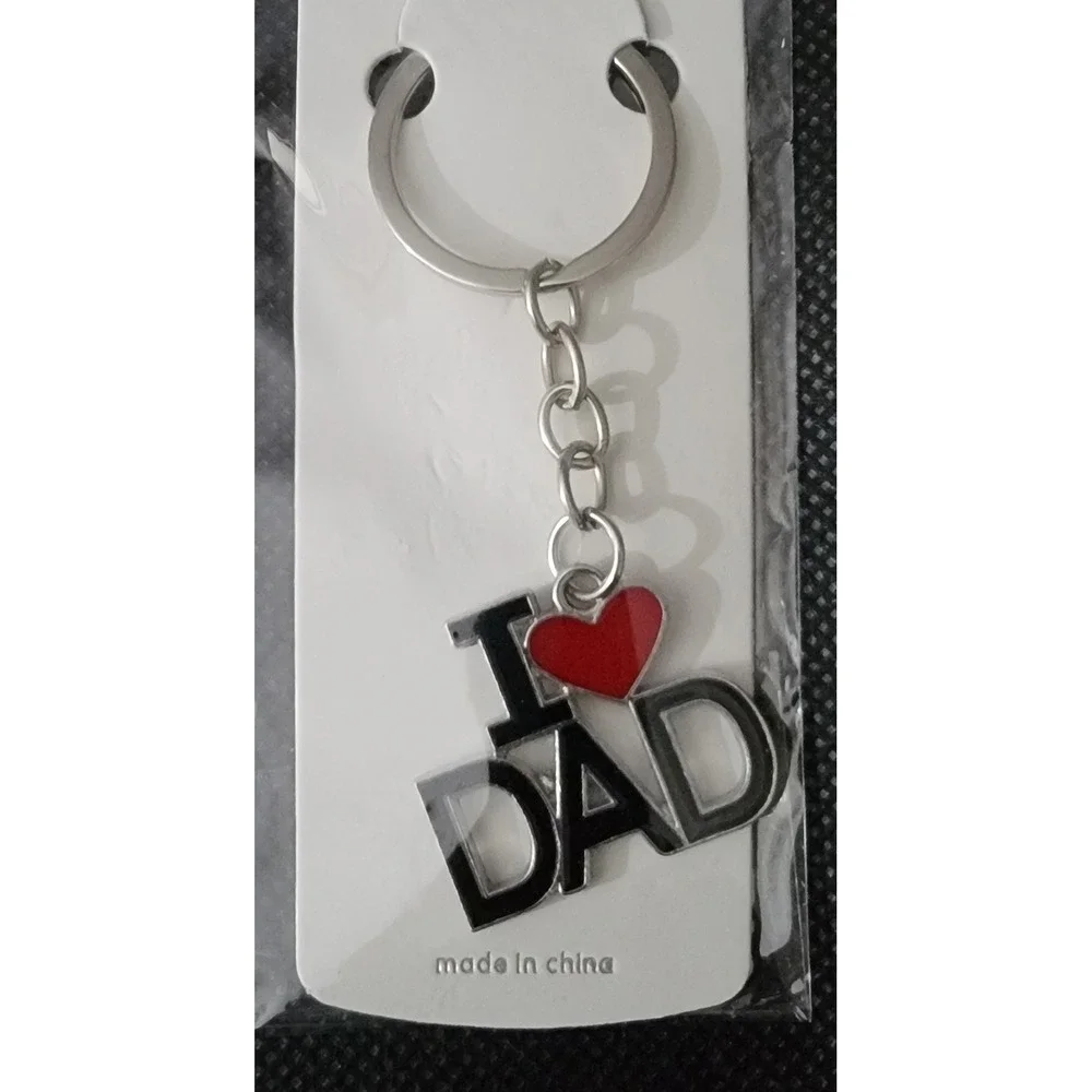 Mint I Heart‎ DAD Keychain Silver Tone Metal Red Heart Fathers Day Gift New
