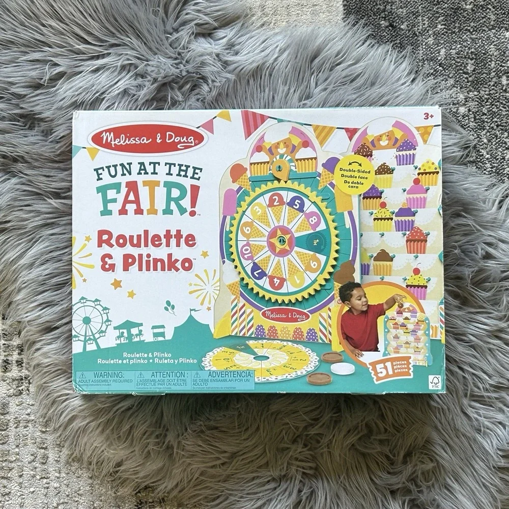 Melissa &‎ Doug Fun at the Fair! Wooden Double-Sided Roulette & Plinko Games $48