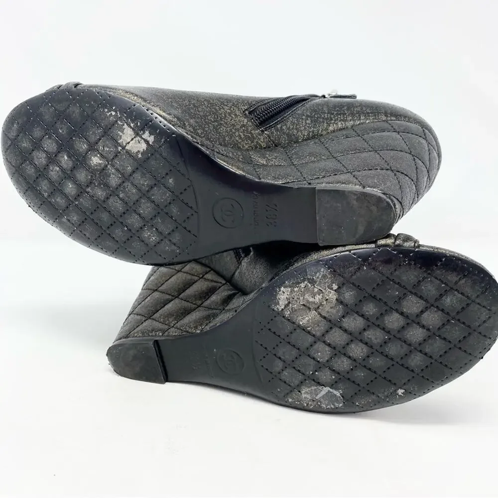 CHANEL lambskin #peeptoeboots distressed