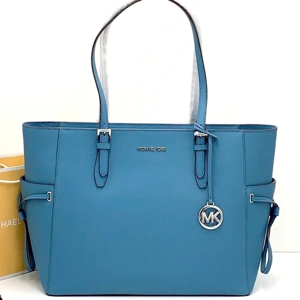 MICHAEL KORS Gilly Large Saffiano Leather Tote Bag TEAL COLOR