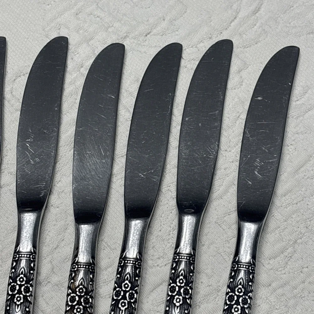 Oneida Northland NAPA VALLEY Stainless 7 Dinner Knives Flatware Wooden MCM