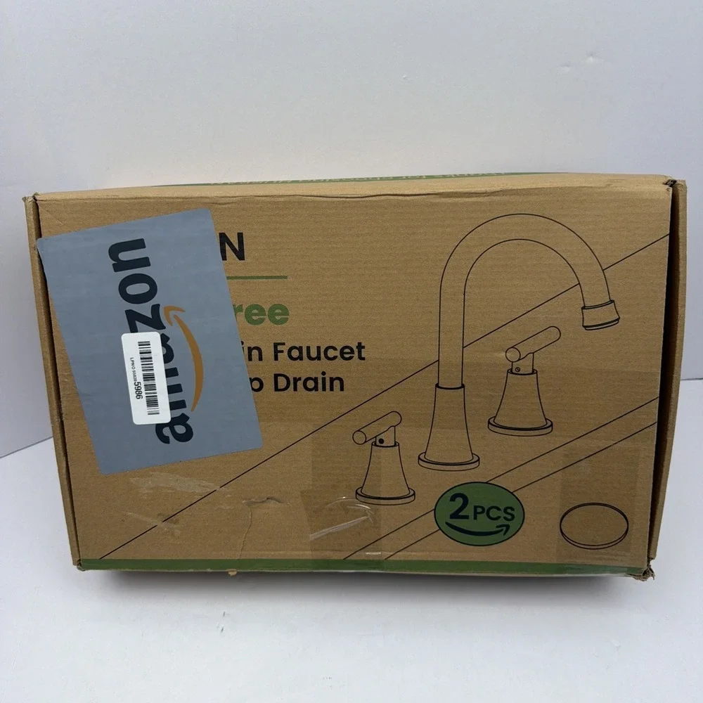 (2 Pack) Bathroom Faucets for 2 or 3 Hole Sink with Pop-Up Drain - Matte Black