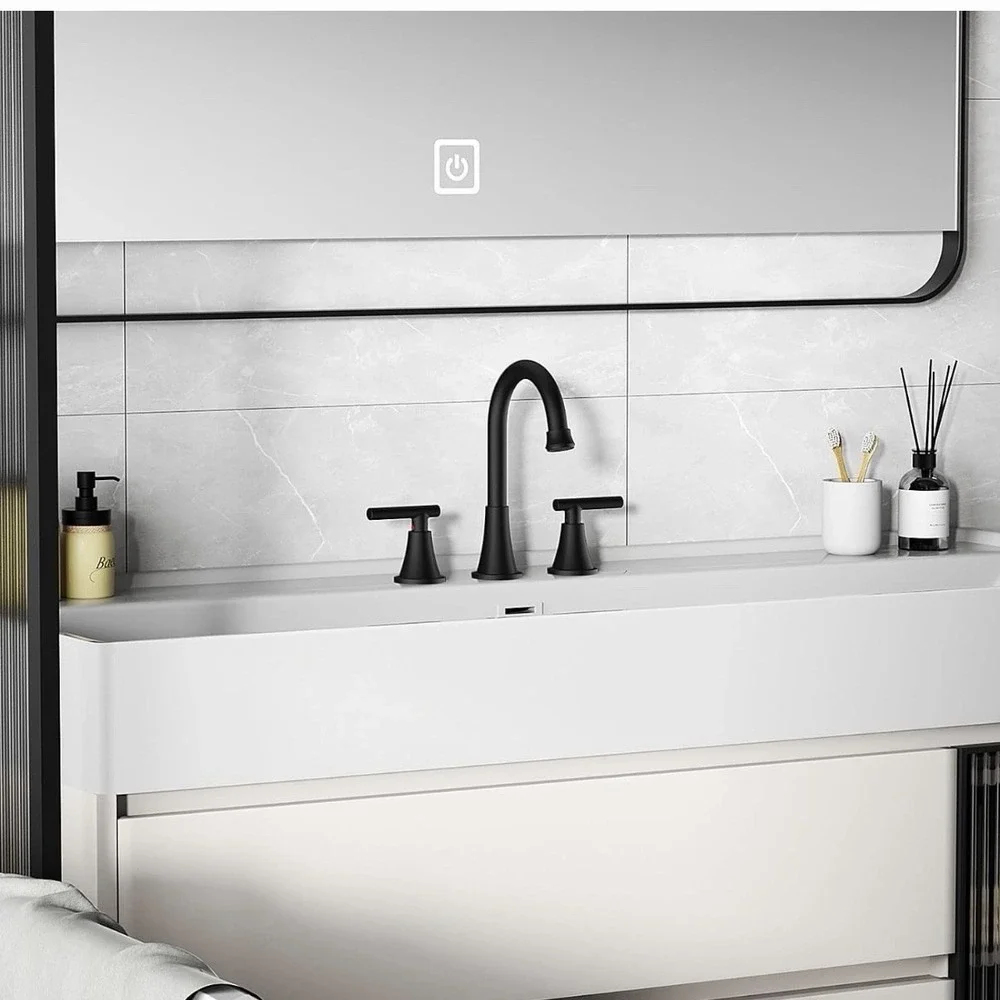 (2 Pack) Bathroom Faucets for 2 or 3 Hole Sink with Pop-Up Drain - Matte Black