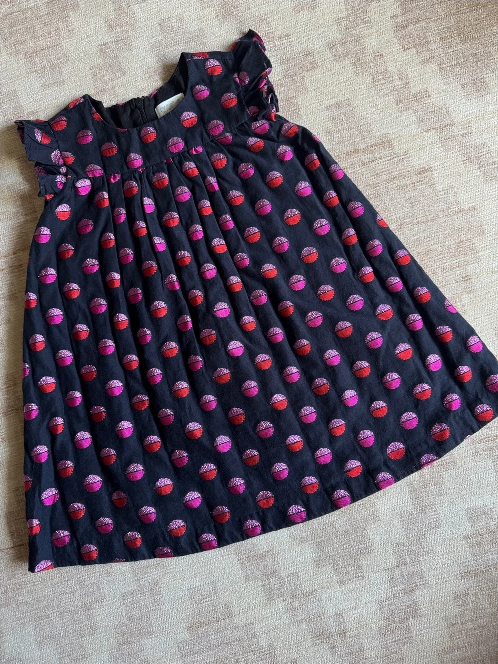 Gymboree Navy Dress with Pink & Red Metallic Dot Embroidery size 2T