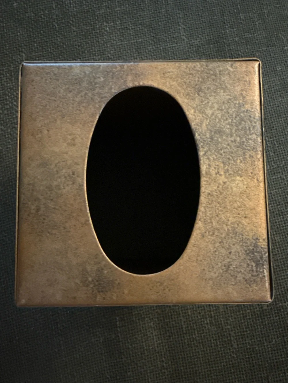 Square Metal Tissue Box Cover in Aged Bronze Finish