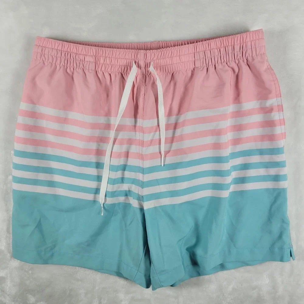 Chubbies On The Horizon Swim Trunks Men's XL Pink Blue 5.5
