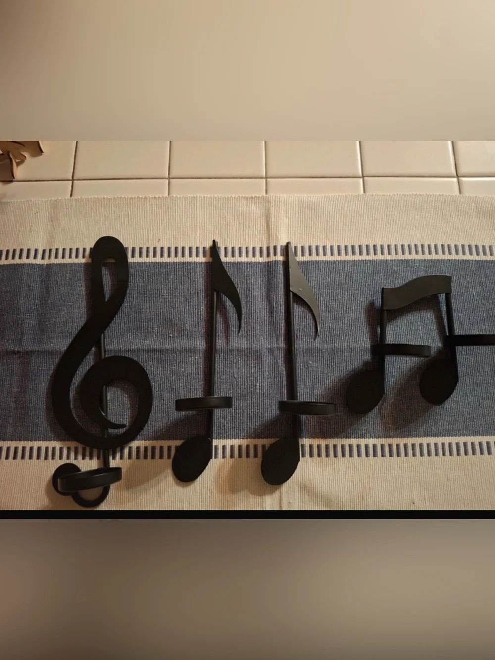 Black Musical Note Wall Hooks for atea Lights Decorative Home Wall Decor NWOT