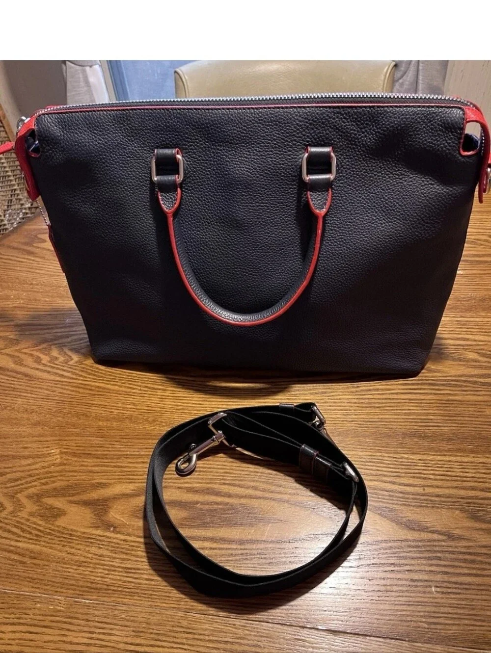 Coach Pebble Navy Pebble Leather Graham Laptop  Messenger Bag NWOT