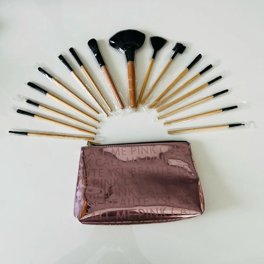 YVES SAINT LAURENT PROFESSIONAL MAKEUP BRUSHES SET & CASE COSMETIC BAG