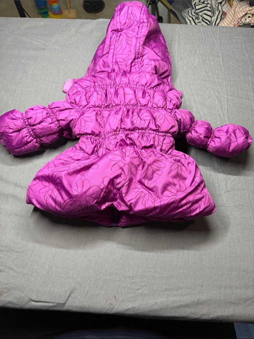 Pink Platinum Bright Pink Floral Hooded Puffer Jacket for Doll