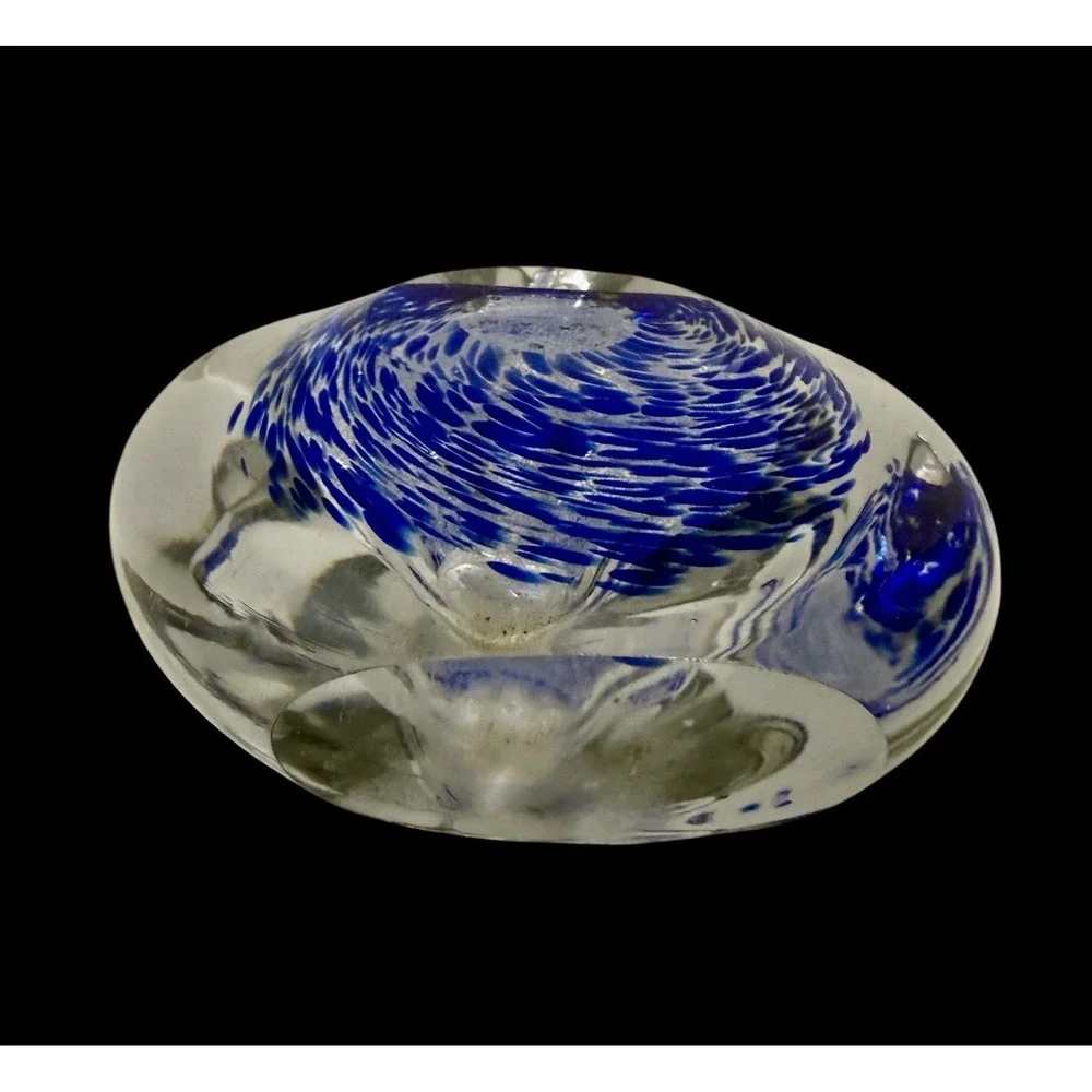 Murano Sommerso Bullicante Cobalt Blue Heart Bud Vase