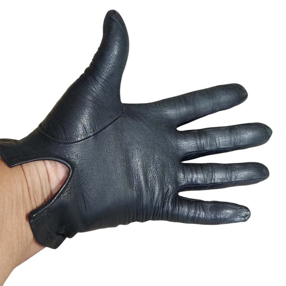 Vintage Leather Shortie Unlined Gloves with split opening in back