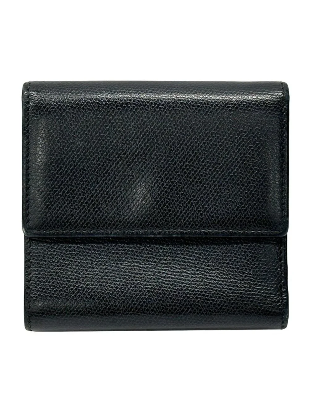 Chanel Wallet Coco Button Bifold Leather Black Simple Adult Logo