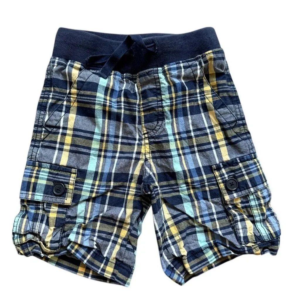 Youth Boys Gymboree Madras Plaid Pull On Drawstring Casual Shorts - Sz 5