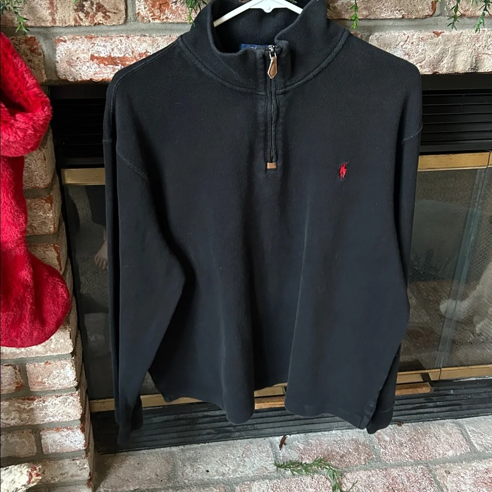 Polo Ralph Lauren‎ Men's Black 1/4 Zip Pullover Sweater Size XL