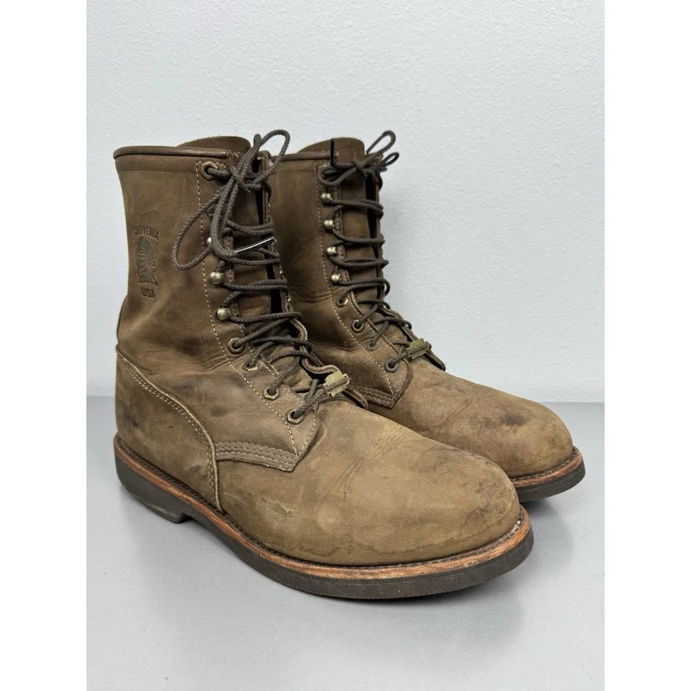 Chippewa Boots Mens 11 EE Brown Leather Round Toe 8