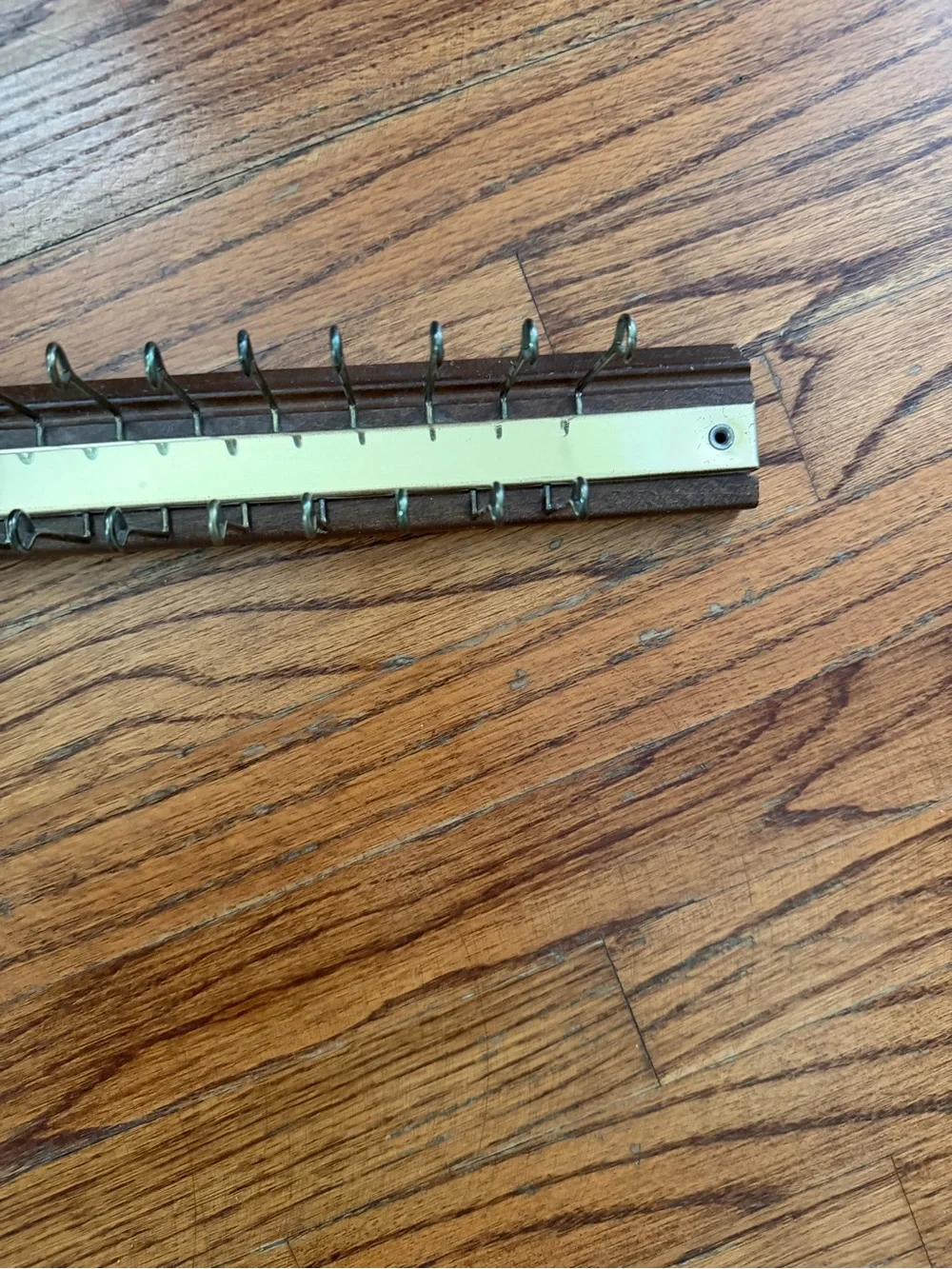Vintage Wood & Brass Tie Scarf Belt Holder Rack Organizer Holds 24