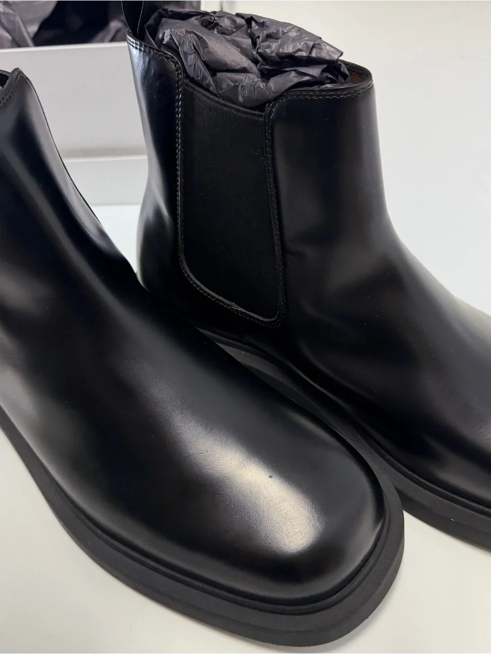 Sandro Black Leather Chukka Boots with Elastic Side Panels