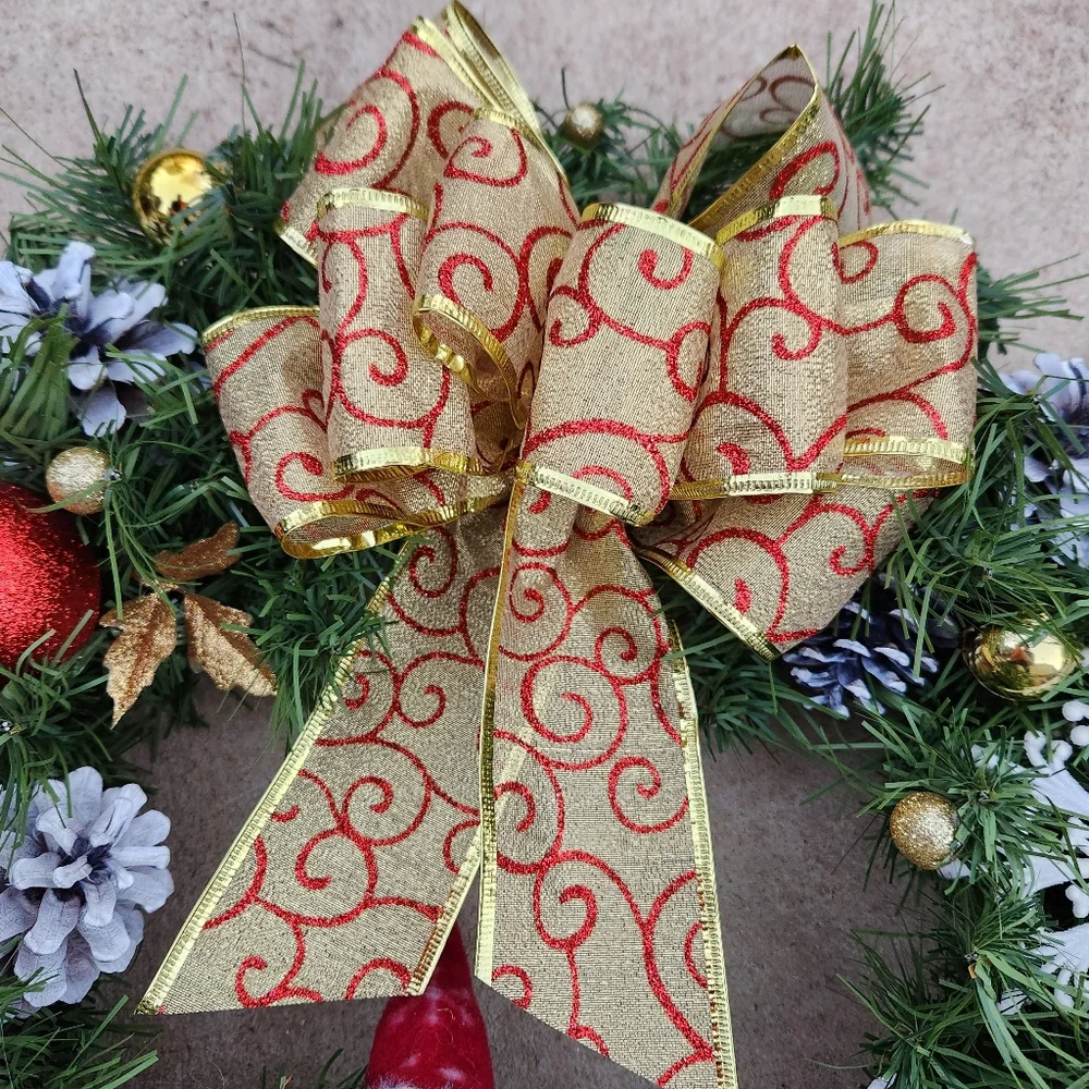 Handmade Snowflakes & Pinecones Santa Christmas Wreath
