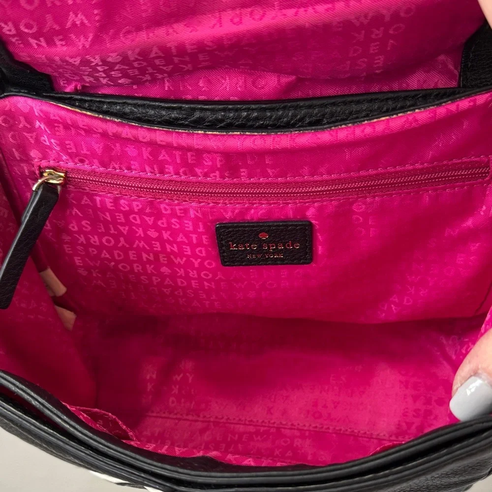 Kate Spade New York Black & White Leather Crossbody / Top Handle Bag