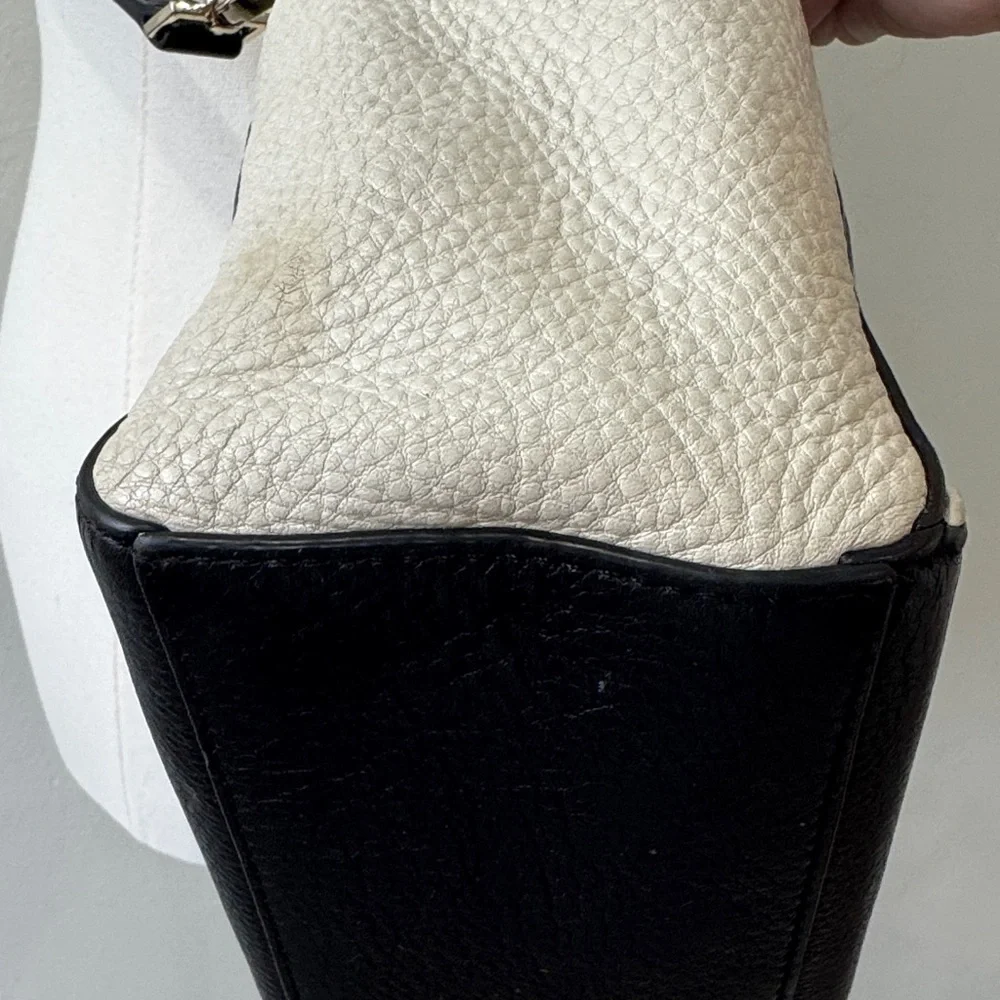 Kate Spade New York Black & White Leather Crossbody / Top Handle Bag