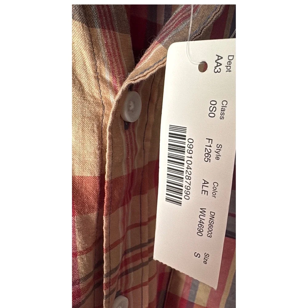 🆕 J. Crew Orange Plaid 100% Cotton Shirting Slim Fit Button Up Shirt S
