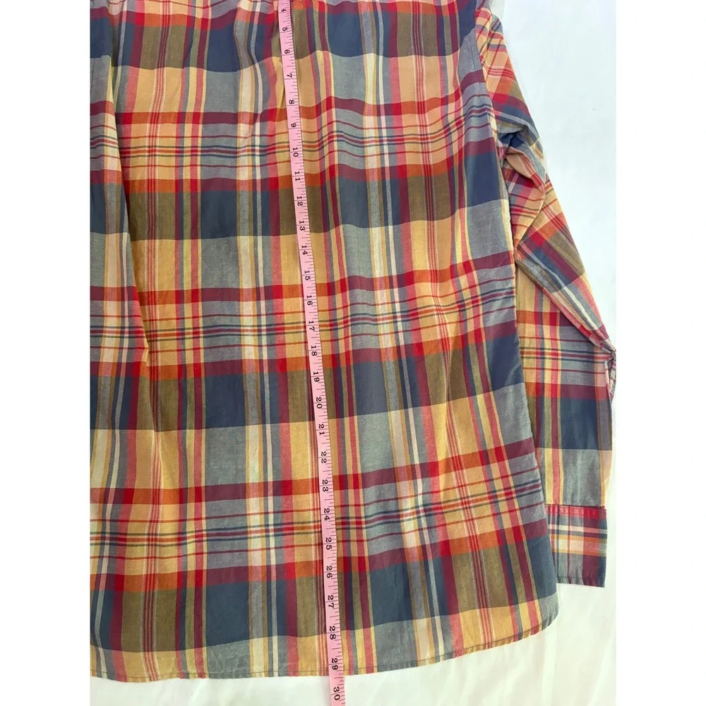 🆕 J. Crew Orange Plaid 100% Cotton Shirting Slim Fit Button Up Shirt S