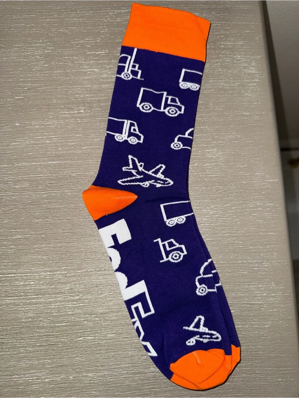 Fed ex Crew Socks - Purple & Orange Transport Pattern