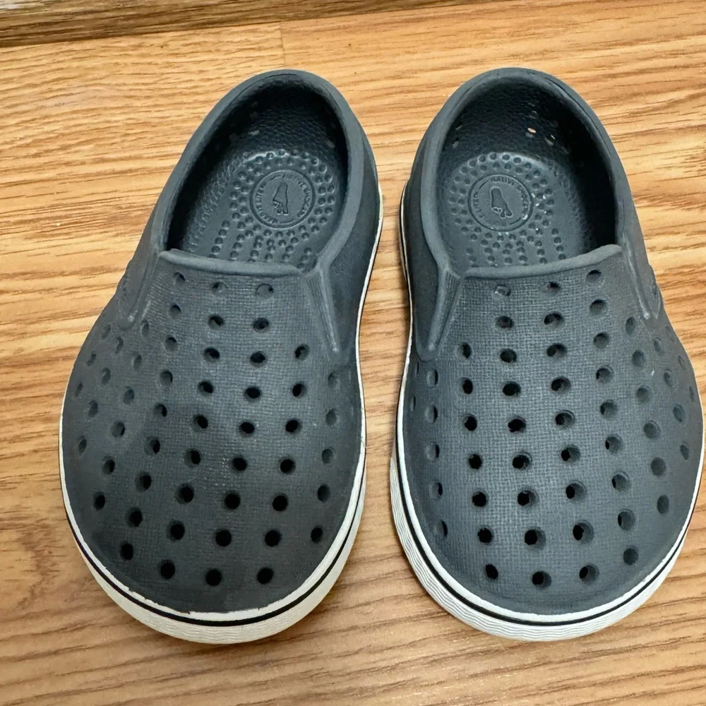 Native Kids Black Slip-On Clog Shoes