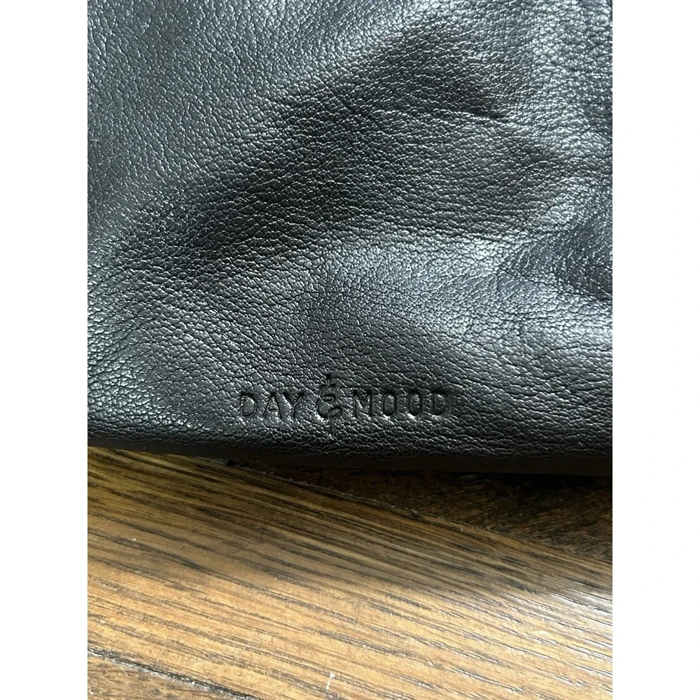 Day & Mood Isa Hobo Black Leather Detailed Large Shoulder Bag w/ Strap Excellent
