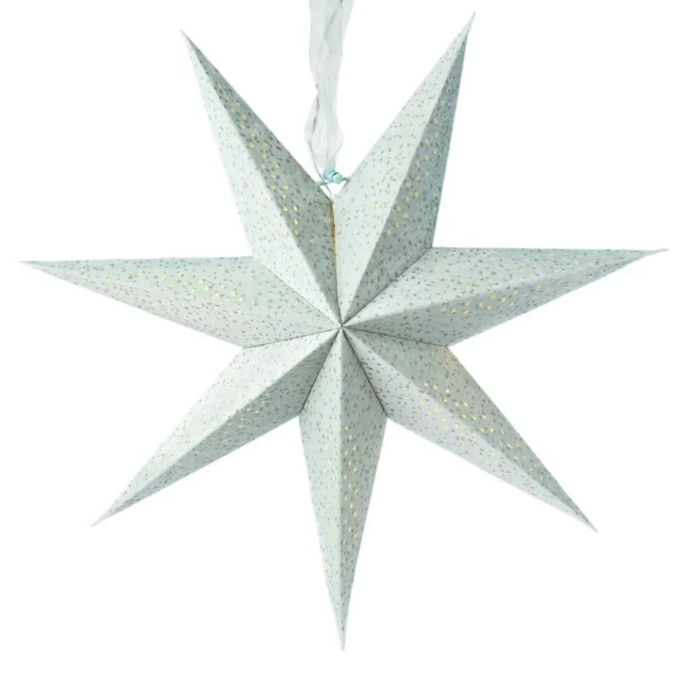 NEW Light Up Battery Operated Flocked Star Christmas Hanging Decoration Decor Ho
