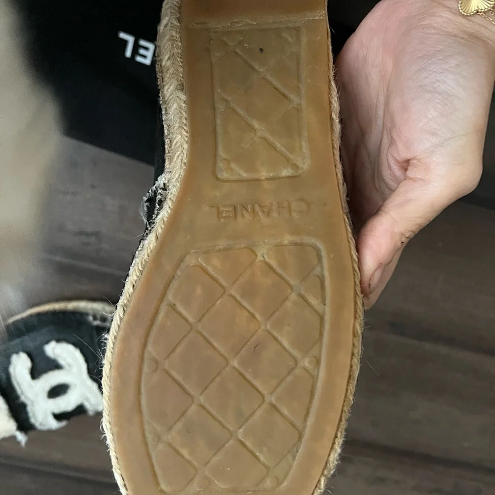 COPY - Chanel  CC Espadrilles Flats Black  Size 38 Dust Bag