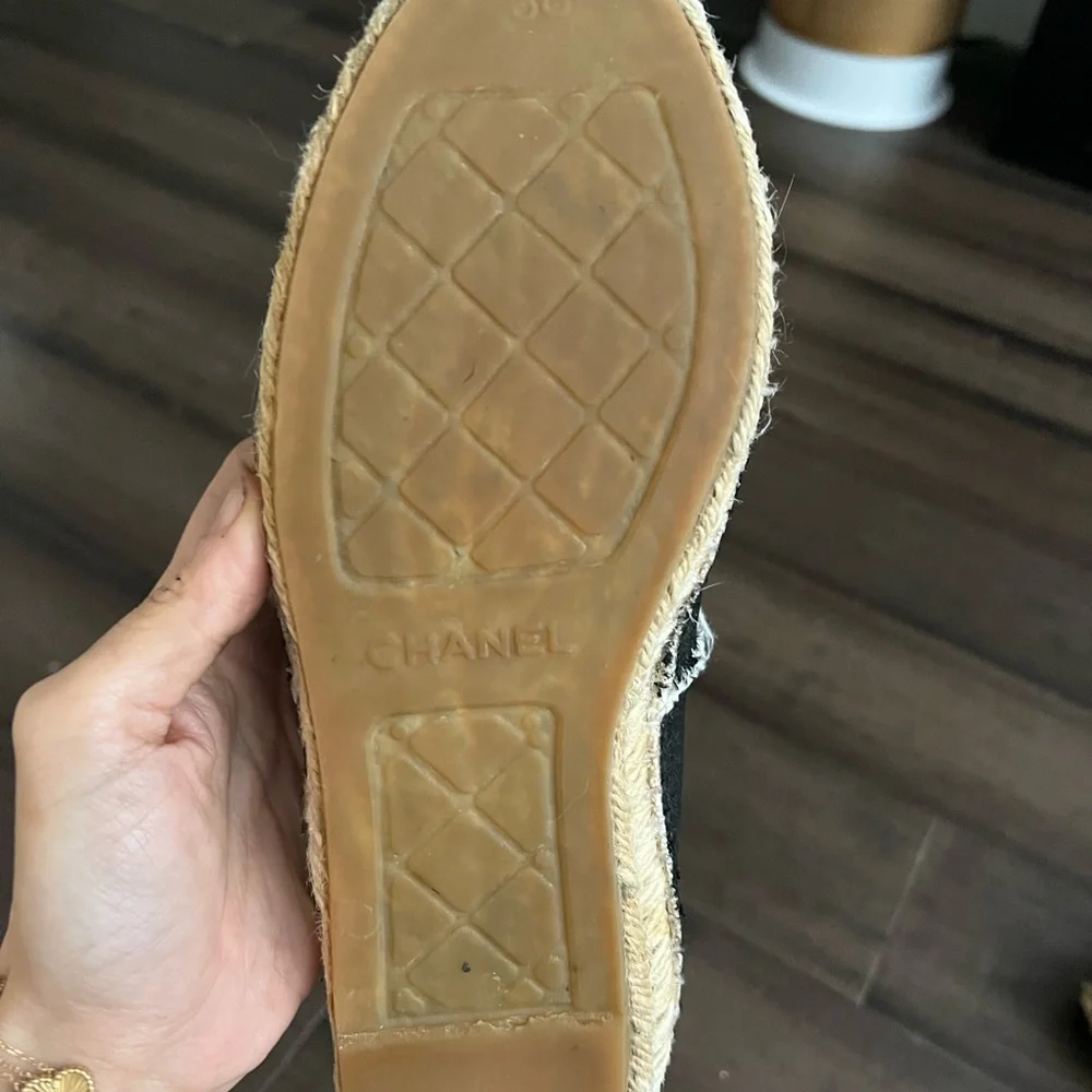 COPY - Chanel  CC Espadrilles Flats Black  Size 38 Dust Bag