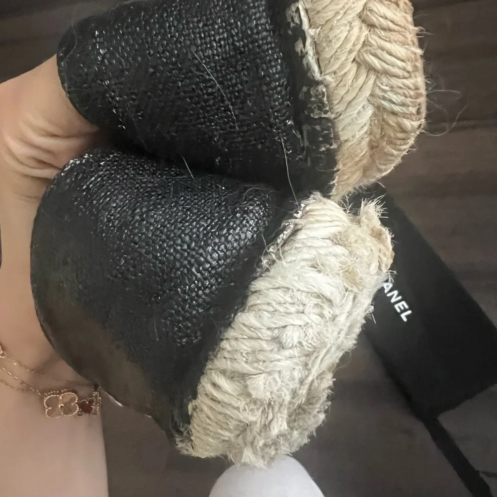 COPY - Chanel  CC Espadrilles Flats Black  Size 38 Dust Bag