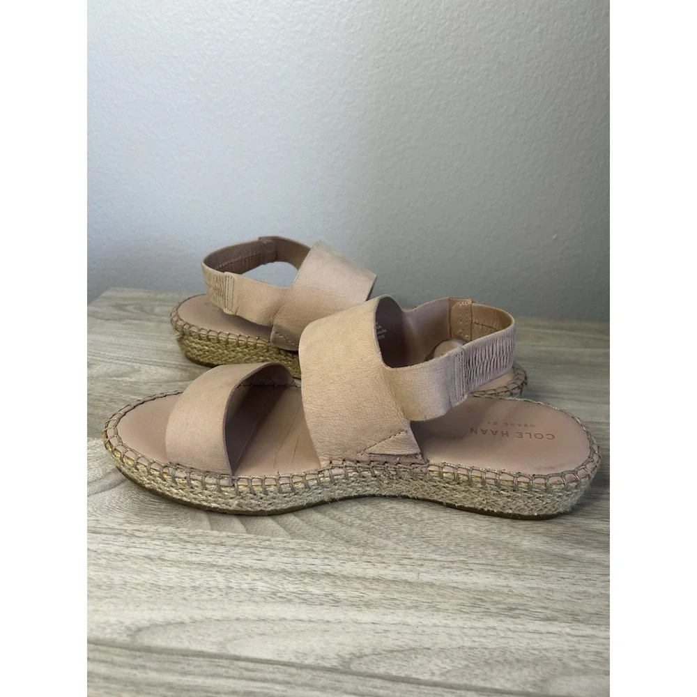 Cole Haan Grand OS Womens 7.5 B Blush Pink Leather Espadrille Sandals‎ W14654