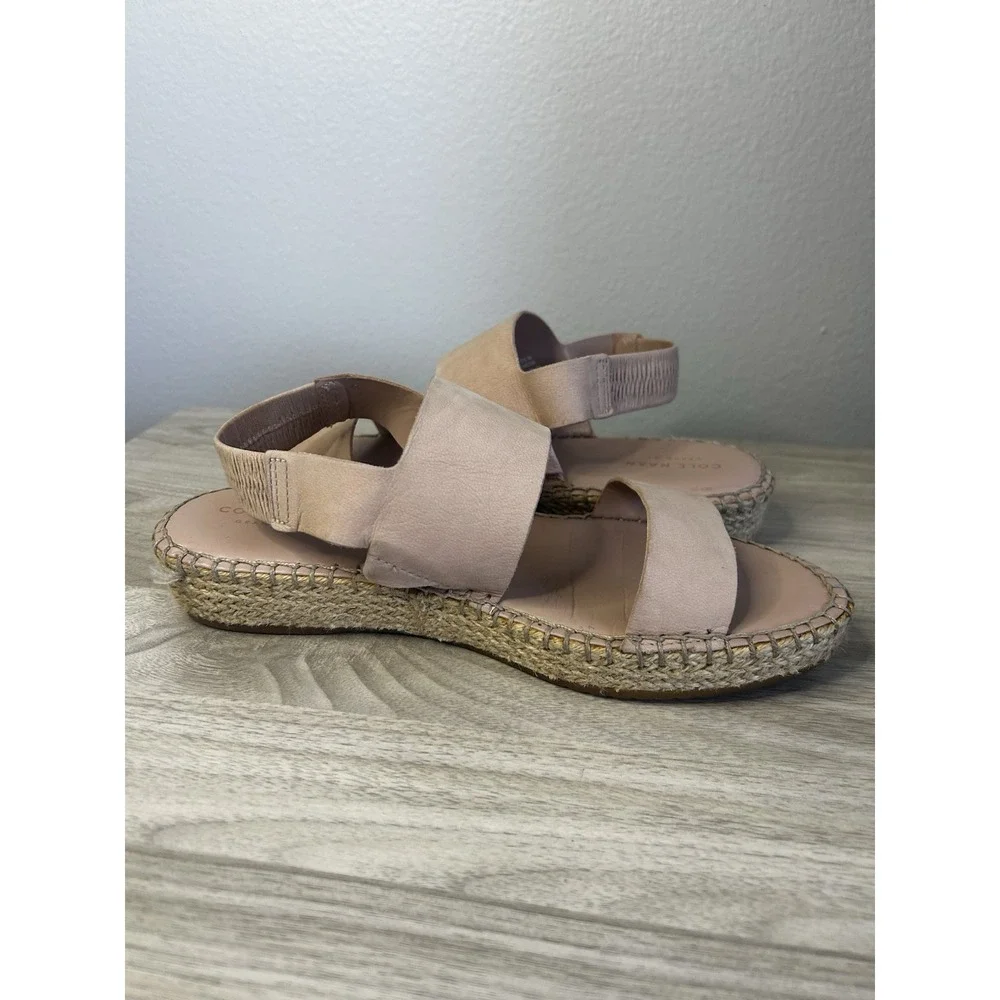 Cole Haan Grand OS Womens 7.5 B Blush Pink Leather Espadrille Sandals‎ W14654