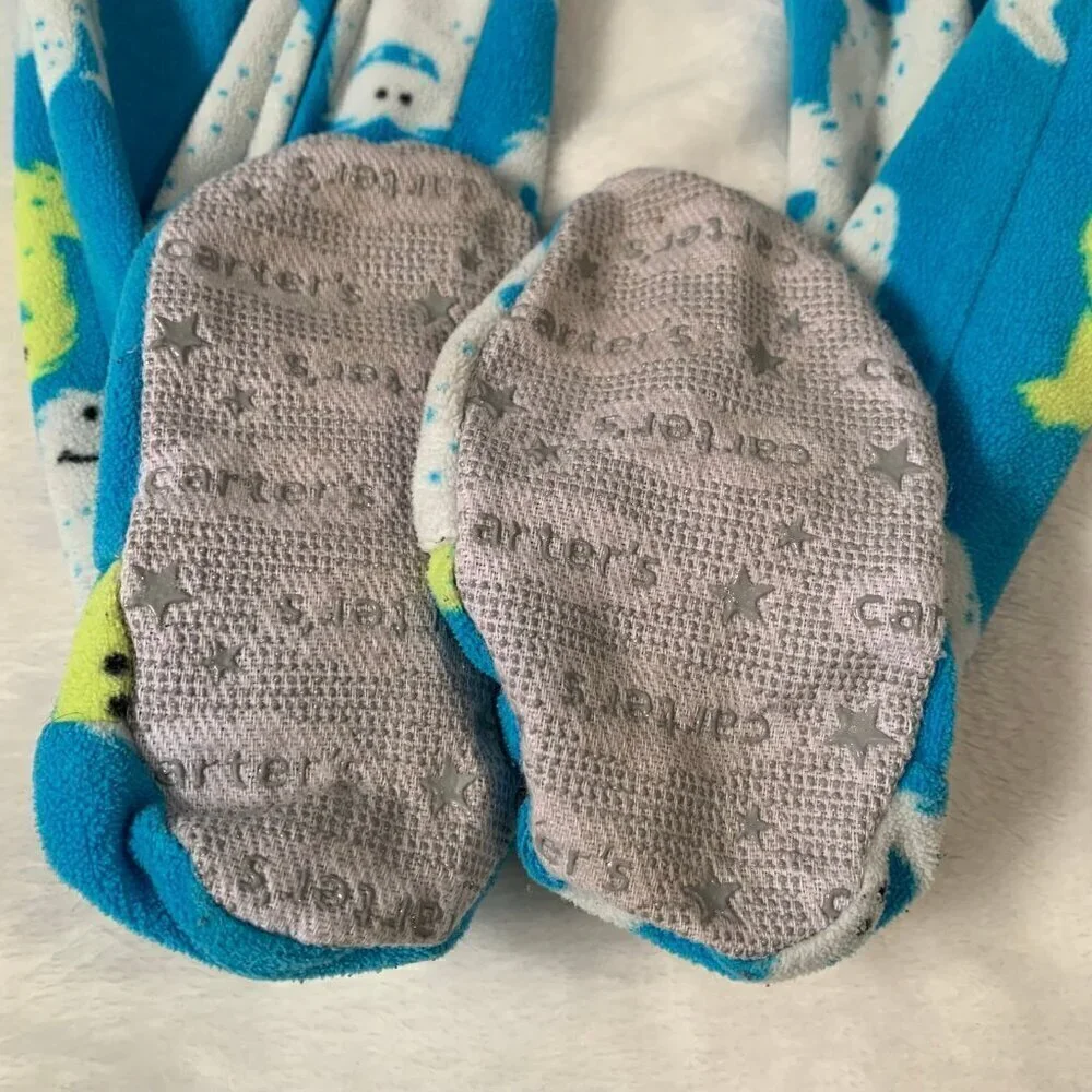 5/$25 Carter's Footed Pajamas Kids‎ 24 Months Blue Yeti Fleece Sleeper One Piece