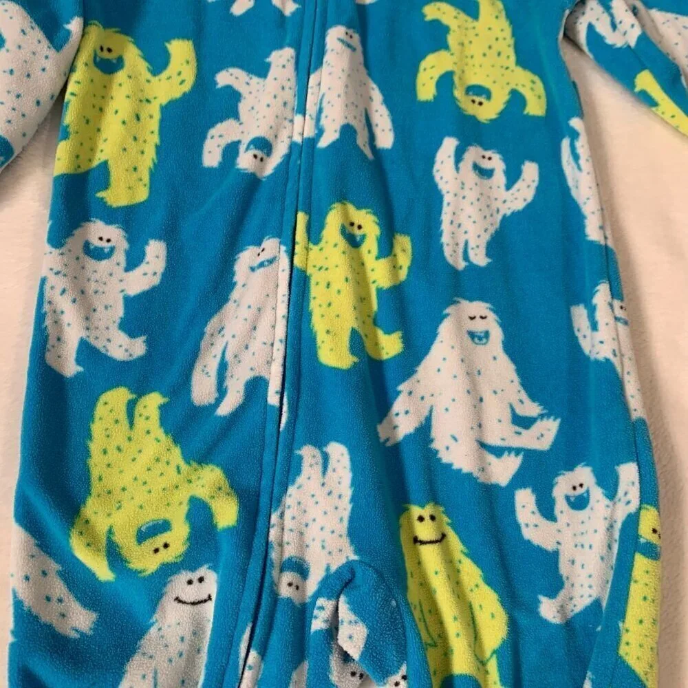 5/$25 Carter's Footed Pajamas Kids‎ 24 Months Blue Yeti Fleece Sleeper One Piece