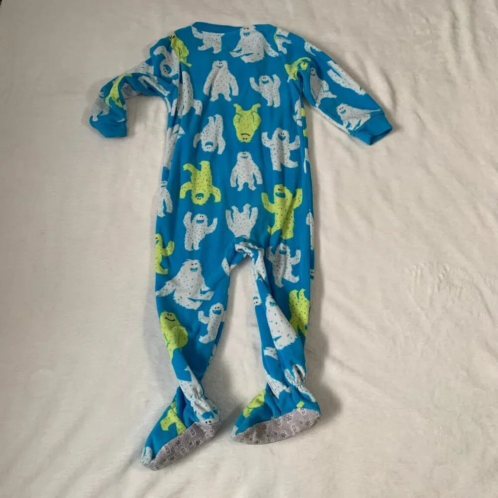 5/$25 Carter's Footed Pajamas Kids‎ 24 Months Blue Yeti Fleece Sleeper One Piece
