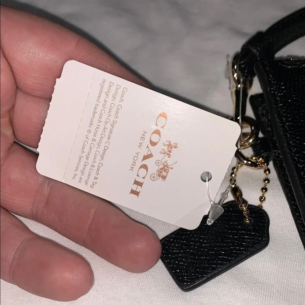 Coach Black Leather‎ Wristlet with Gold Details - 5100