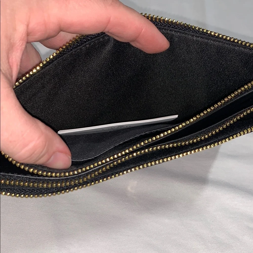 Coach Black Leather‎ Wristlet with Gold Details - 5100