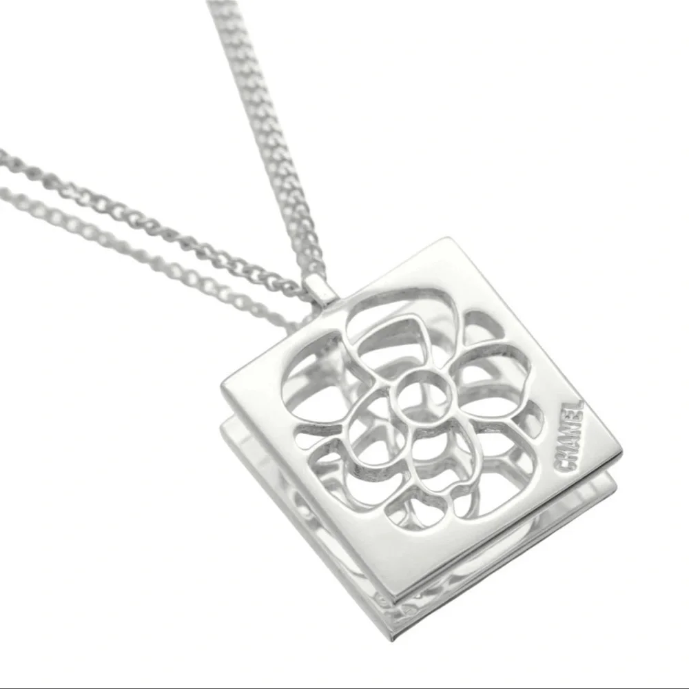 CHANEL Open Camillia 925 Sterling Silver Necklace