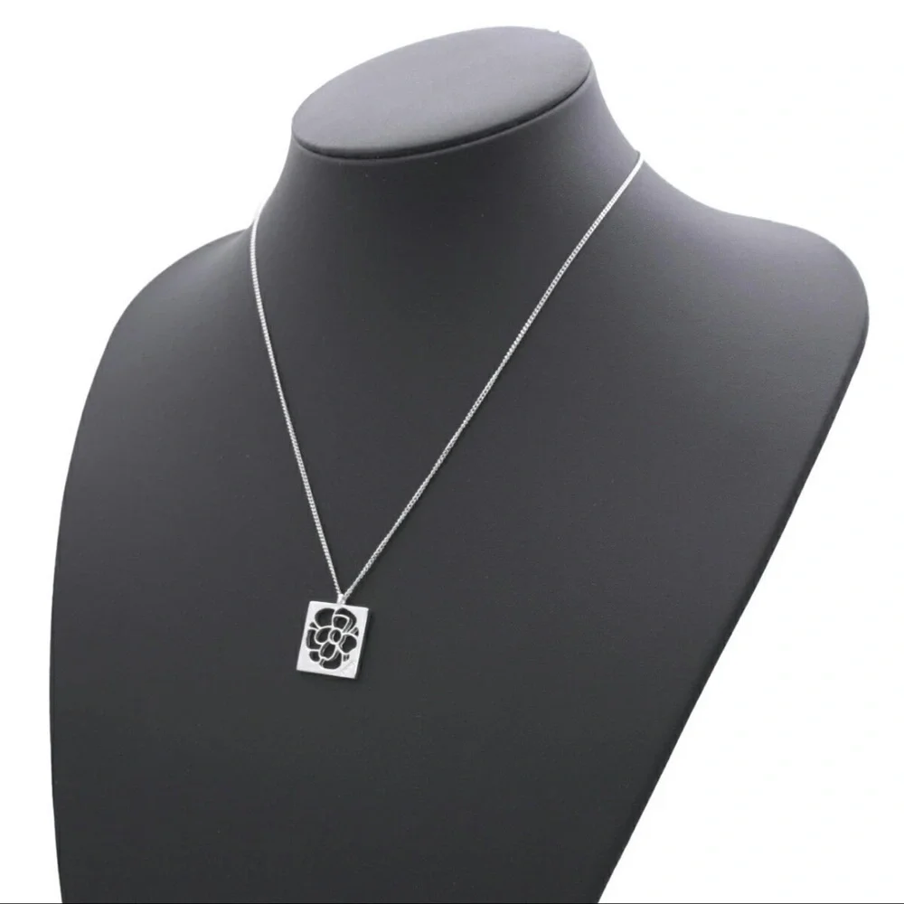 CHANEL Open Camillia 925 Sterling Silver Necklace