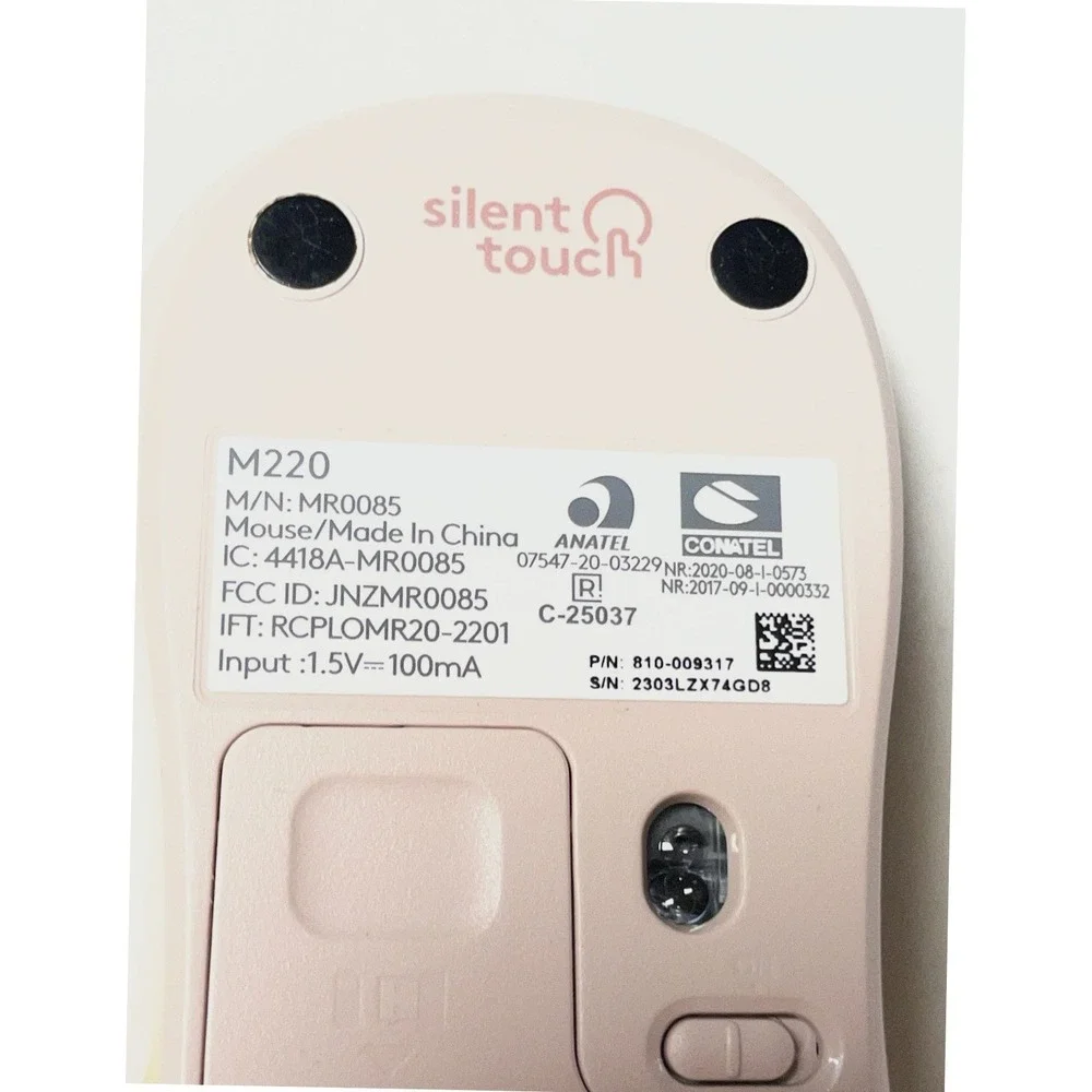 Logitech‎ Wireless Mouse Silent Touch M220 Rose MR0085 Pink works Tested
