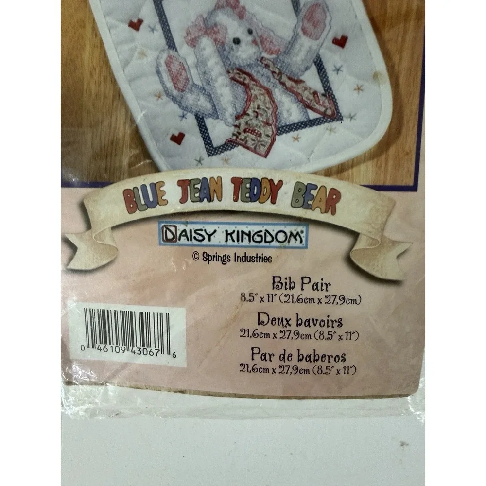 Bucilla Stamped Cross Stitch For Baby Bib Pair 43067 8.5