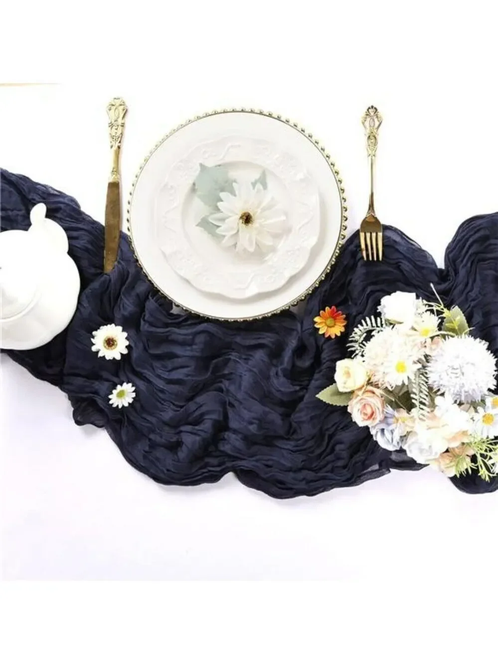 6 pack navy blue cheesecloth table runner 10ft gauze fabric wedding party decor